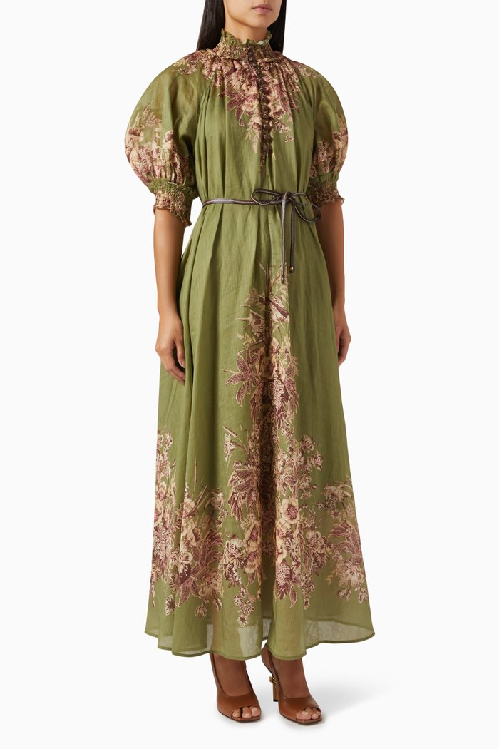 

Ottie Swing Maxi Dress in Ramie, Green