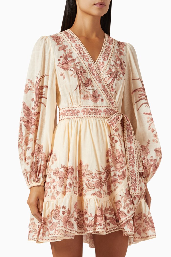 

Waverly Wrap Mini Dress in Cotton, Multicolour