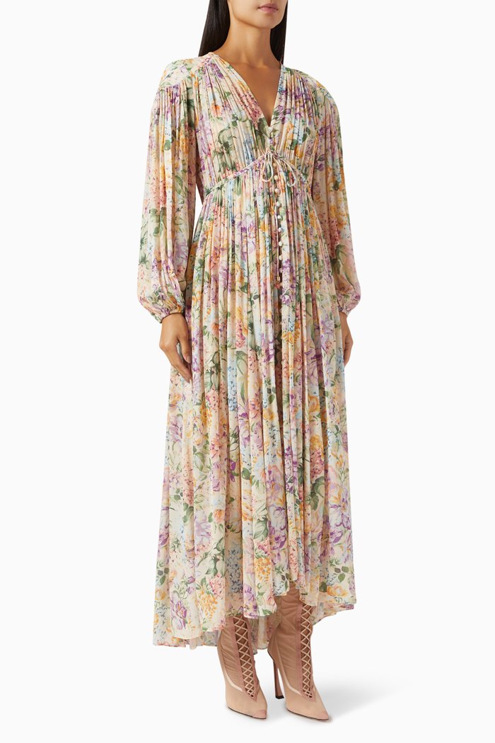 

Halliday Gathered Maxi Dress in Viscose, Multicolour