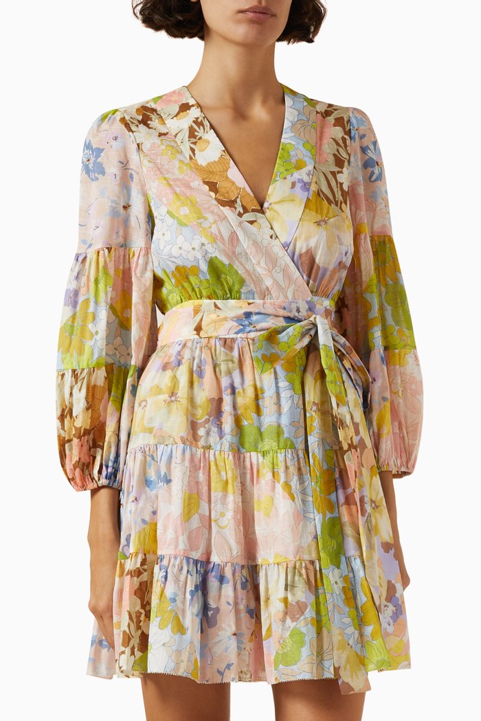 

Pop Wrap Mini Dress in Cotton, Multicolour
