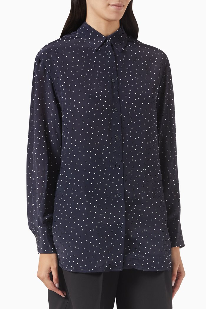 

Polka-dot Blouse in Viscose-silk Chiffon, Blue