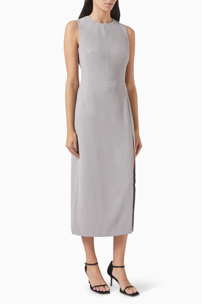 

Slit Midi Dress in Suit-fabric, Grey