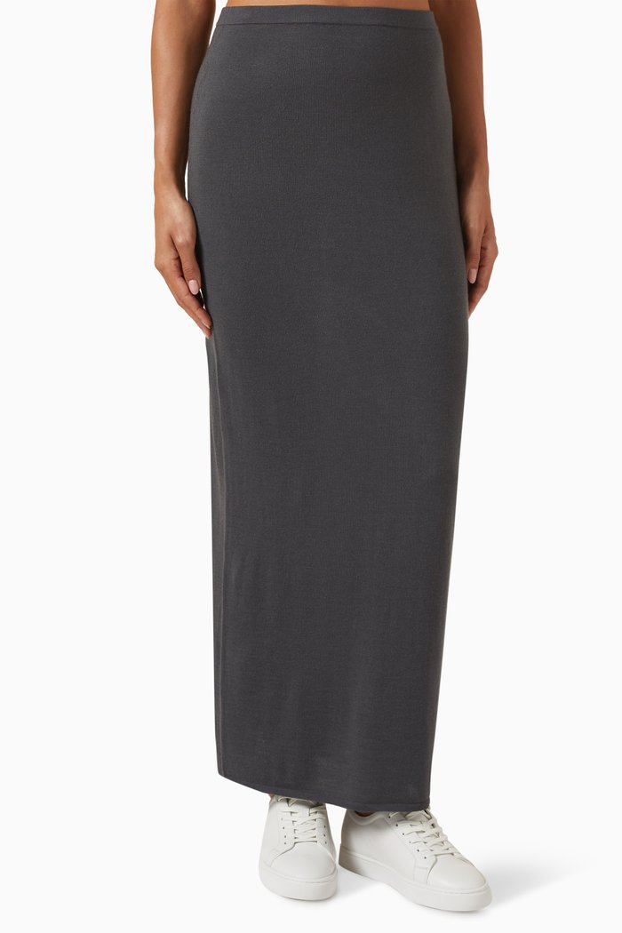 

Maxi Skirt in Merino Silk-blend, Grey
