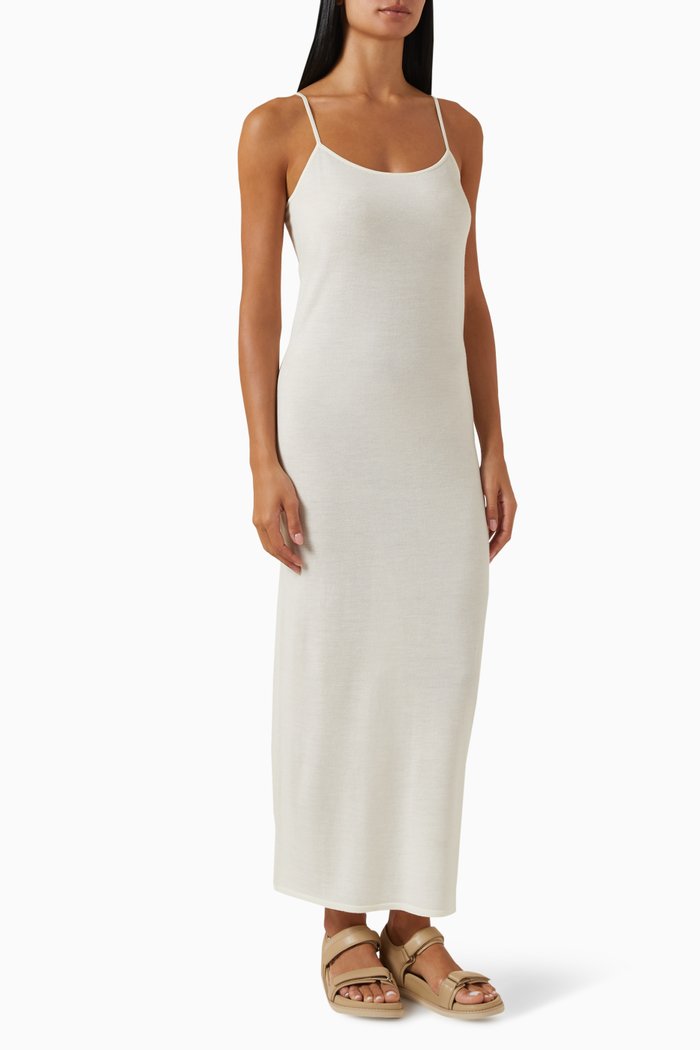 

x GI Slip Maxi Dress in Merino Silk-blend, White