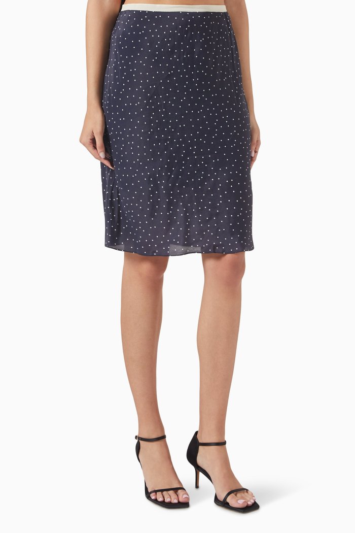 

Polka-dot Midi Skirt in Viscose-silk Chiffon, Blue