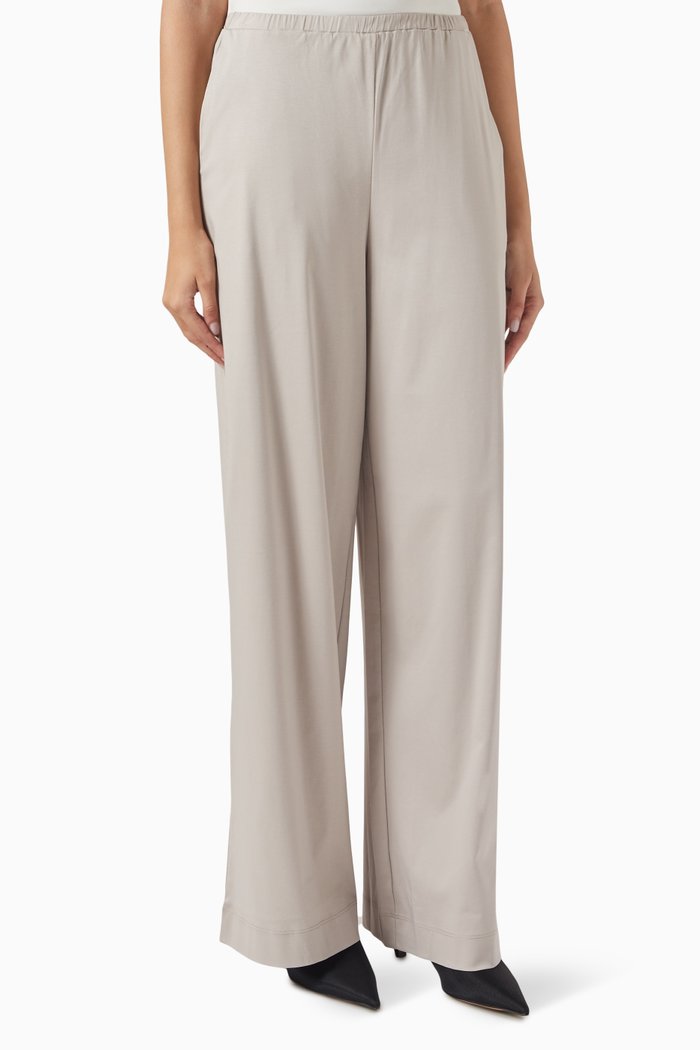 

Wide-leg Trousers in Mercerised Cotton, Grey