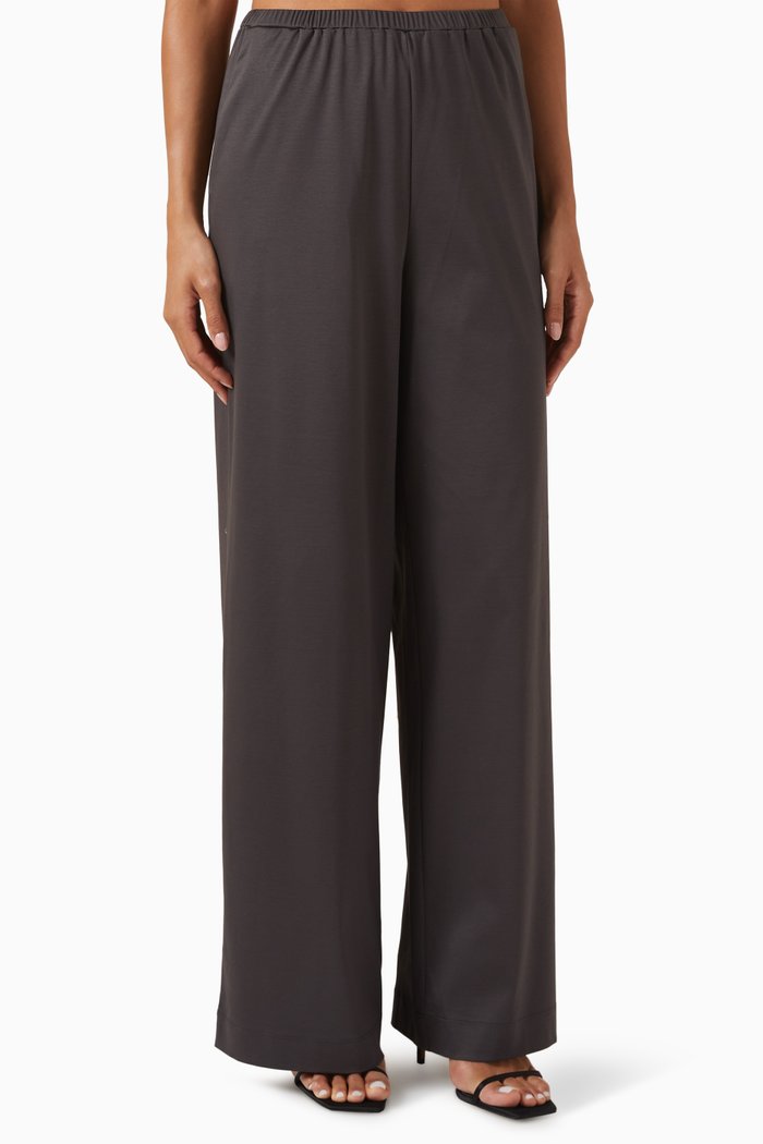 

Wide-leg Trousers in Mercerised Cotton, Grey