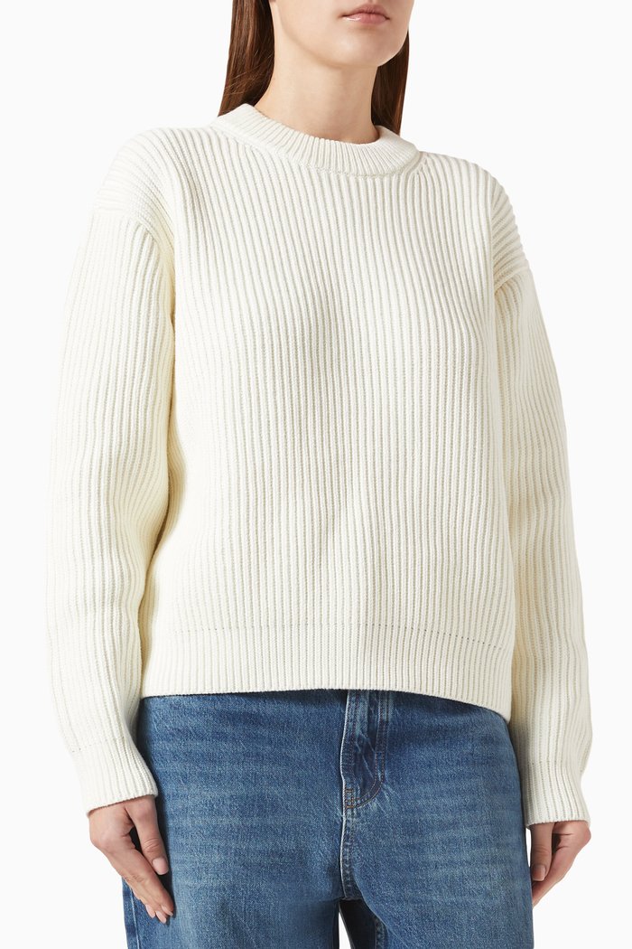

Ribbed Sweater in Cotton-knit, Neutral