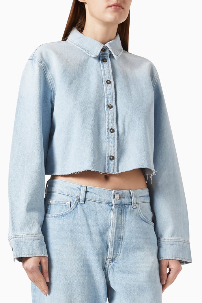 

Cropped Shirt in Denim, Blue