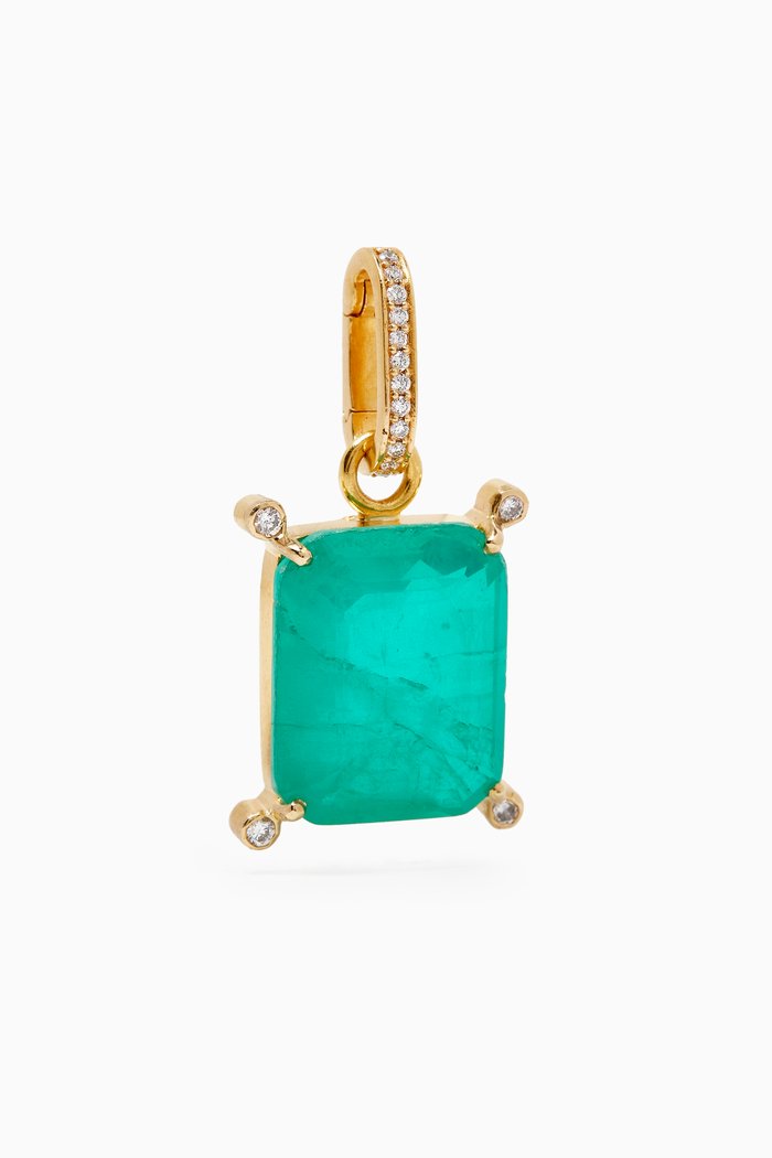 

Emerald & Diamond Charm in 18kt Gold