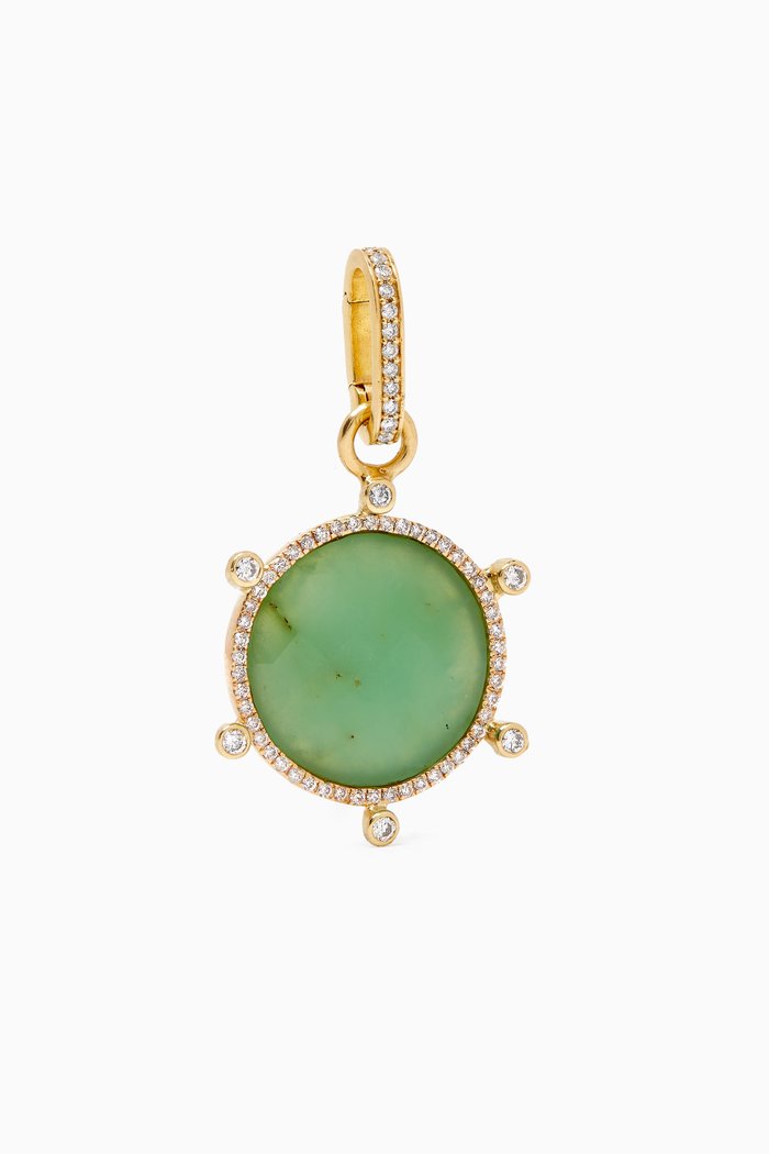 Chrysoprase & Diamond Charm in 18kt Gold