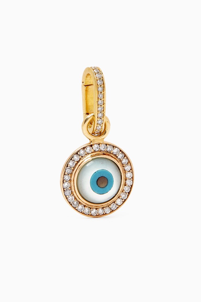

Eye Mother of Pearl & Diamond Charm in 18kt Gold