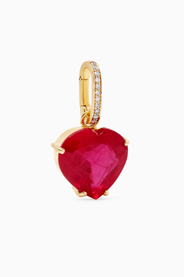 

Heart Shape Ruby & Diamond Charm in 18kt Gold