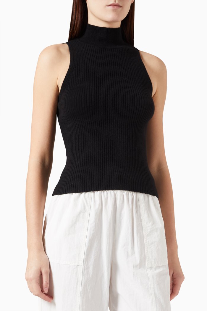 

Farah Turtleneck Top in Cashmere-knit, Black