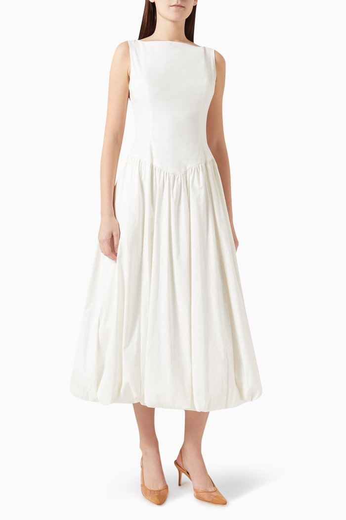 

Elvira Midi Dress in Organic Cotton, White