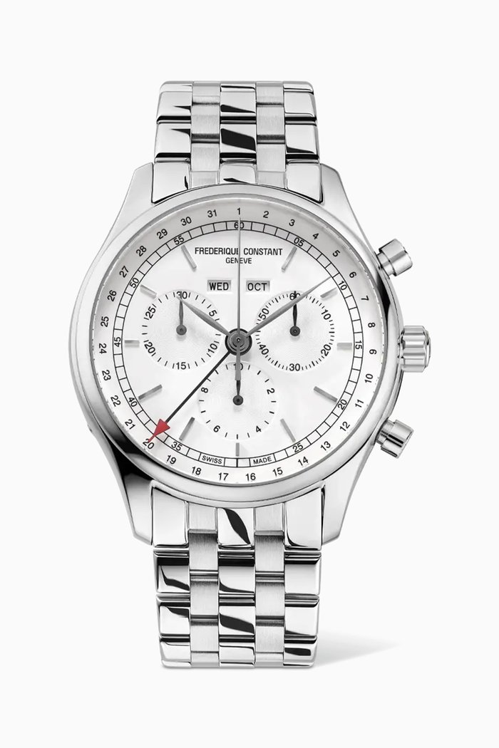 

Classics Chronograph Triple Calendar Stainless Steel Watch, 40mm, White
