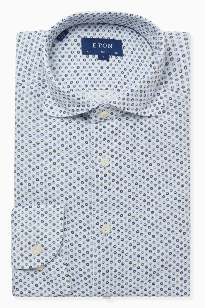 

Dotted-print Shirt in Linen, Multicolour