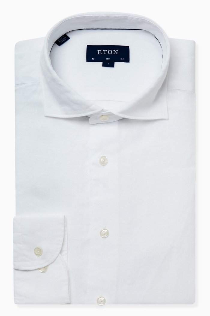 Solid Classic Shirt in Linen, White