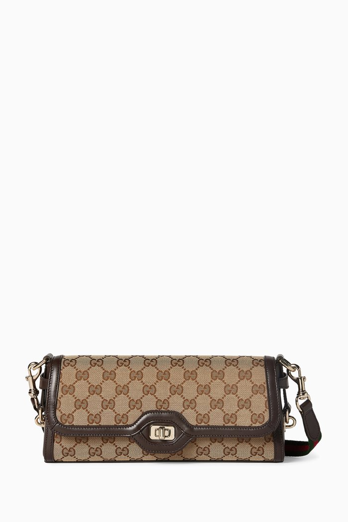 

Small Shoulder Bag in GG Canvas, Brown