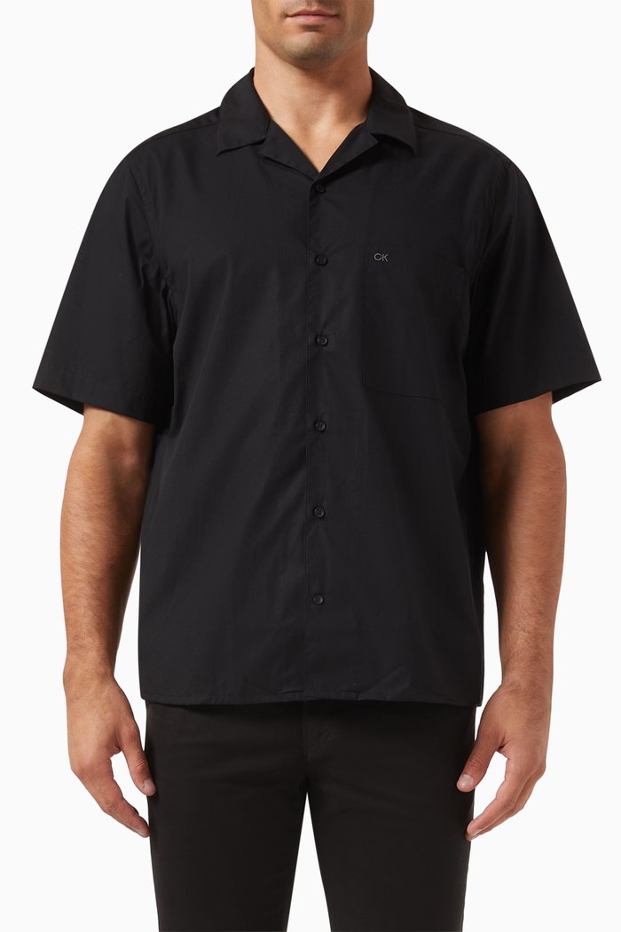 

Cuban Collar Shirt in Cotton-poplin, Black