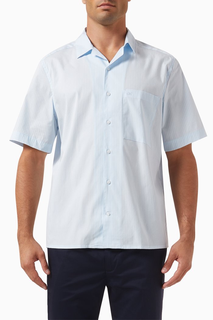 

Stripe Shirt in Poplin, Blue