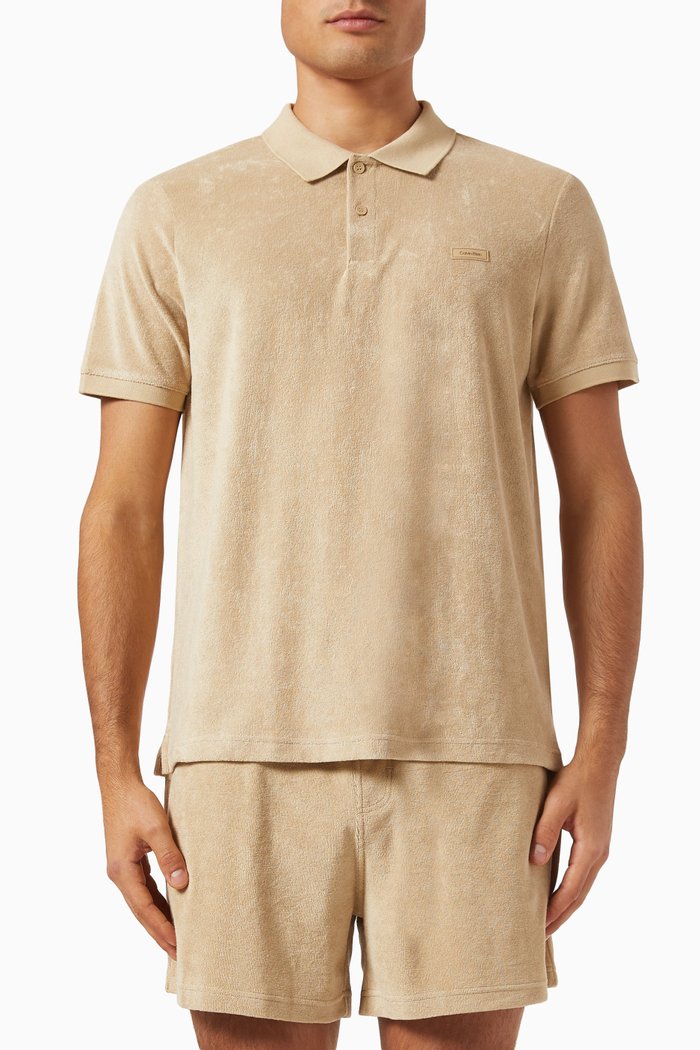

Towelling Polo Shirt, Neutral
