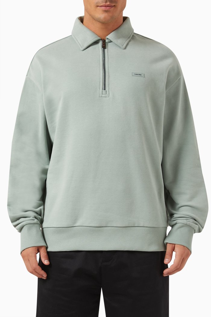 

Quarter-zip Sweatshirt in Cotton, Grey