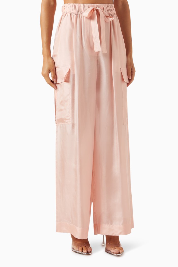 

Halliday Relaxed Cargo Pants in Silk, Pink