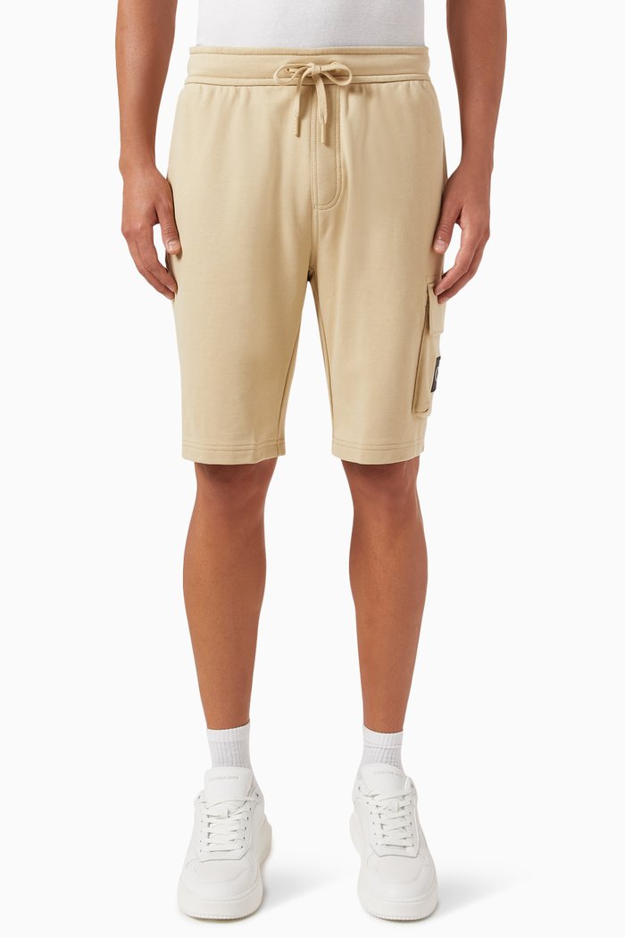 

Cargo Jogger Shorts in Cotton-terry, Neutral