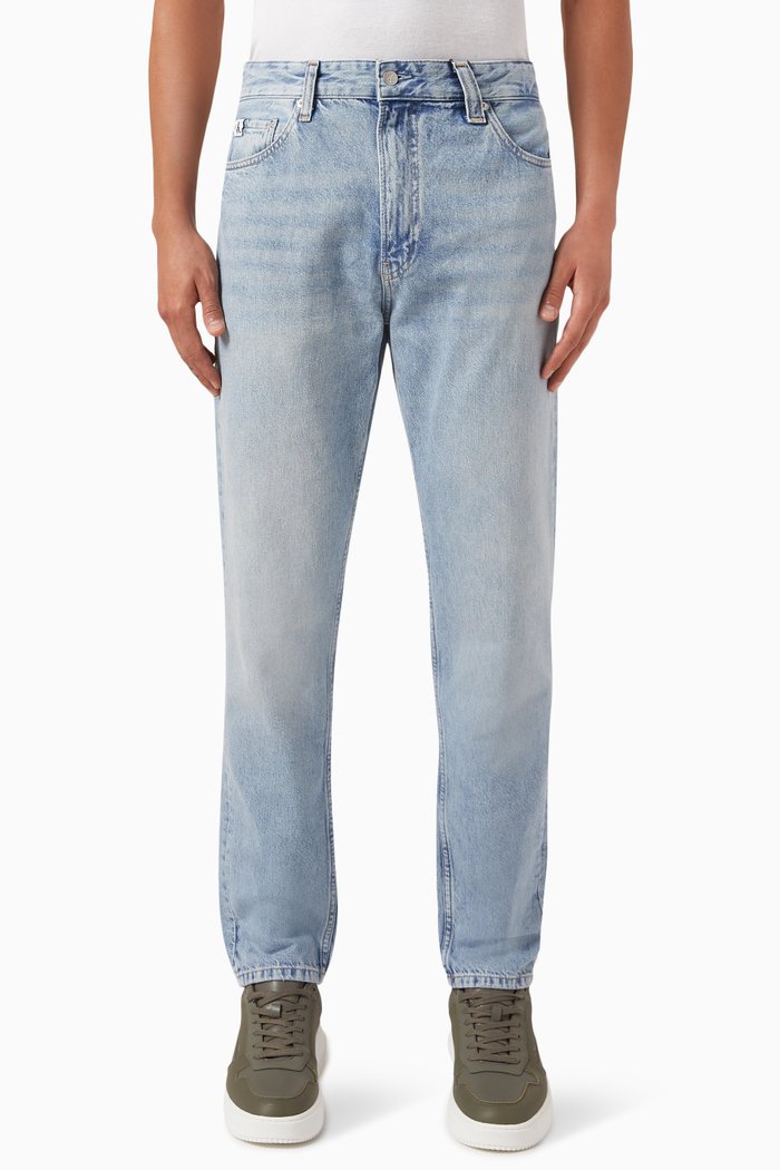 

Regular Tapered Jeans in Cotton-denim, Blue
