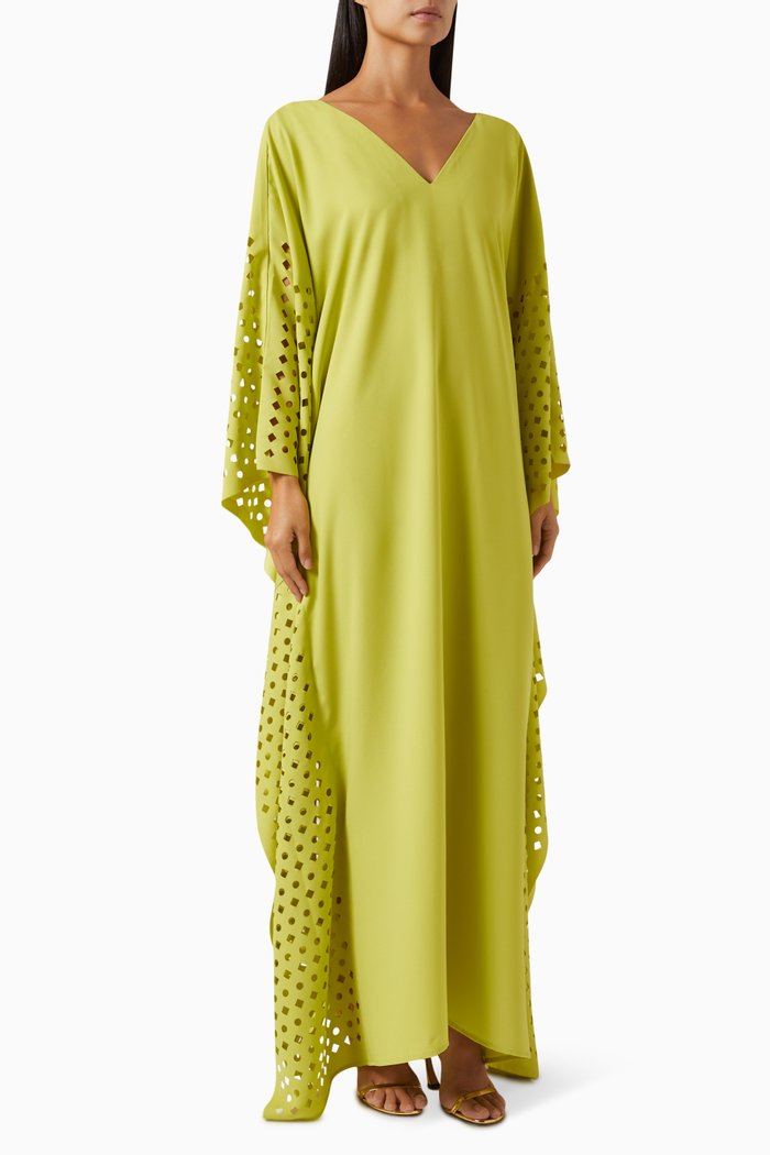 

Geometric Laser Cut Kaftan, Green