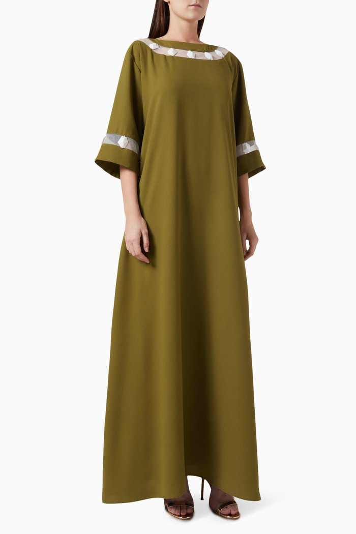 

Stone Embroidered Kaftan, Green