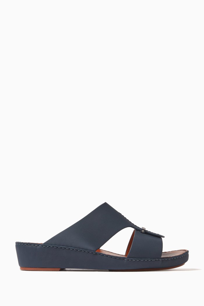 Cerchio Cucire Sandals in Leather, Blue