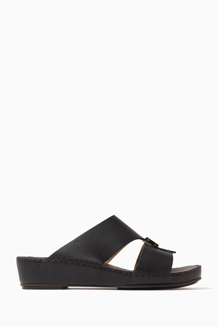 Quadratura Isola Lustre Sandals in Leather, Black