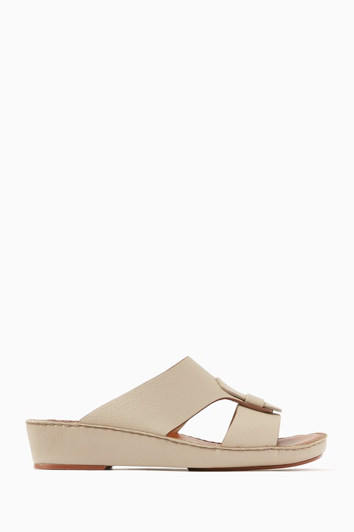 

Fissare Granulato Sandals in Deer & Calfskin Leather, Neutral