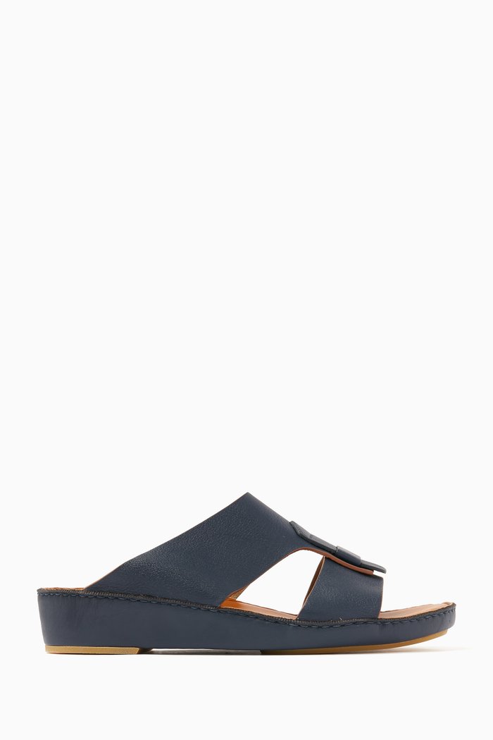 

Fissare Granulato Sandals in Deer & Calfskin Leather, Blue