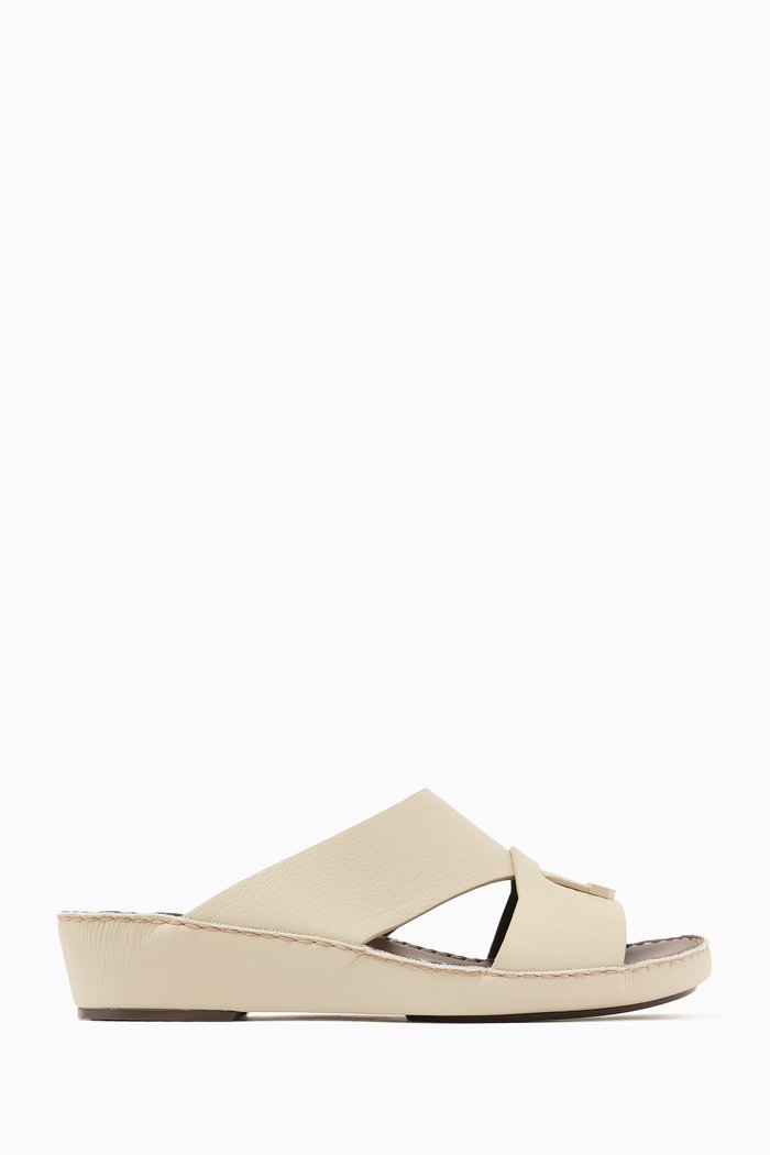 

Piega Sandals in Deer & Calf Leather, Neutral