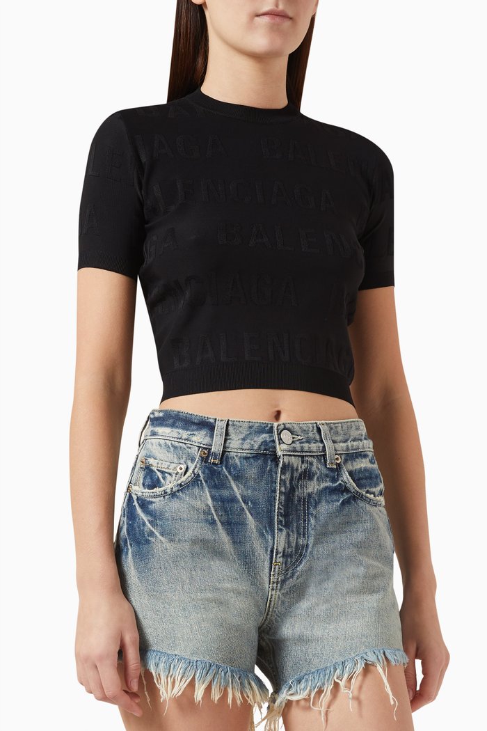 Bal Horizontal Allover-print Sweater in Viscose Jacquard Knit, Black