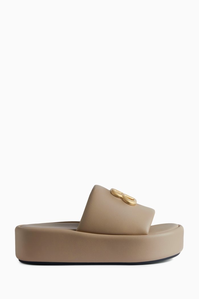 

Rise Platform Sandals in Shiny Lambskin, Neutral