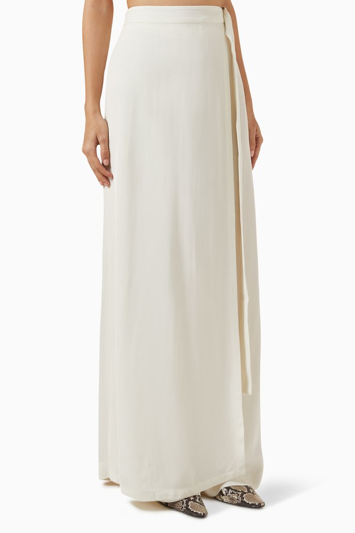 

Wrap Wide-leg Pants in Viscose Twill, Neutral