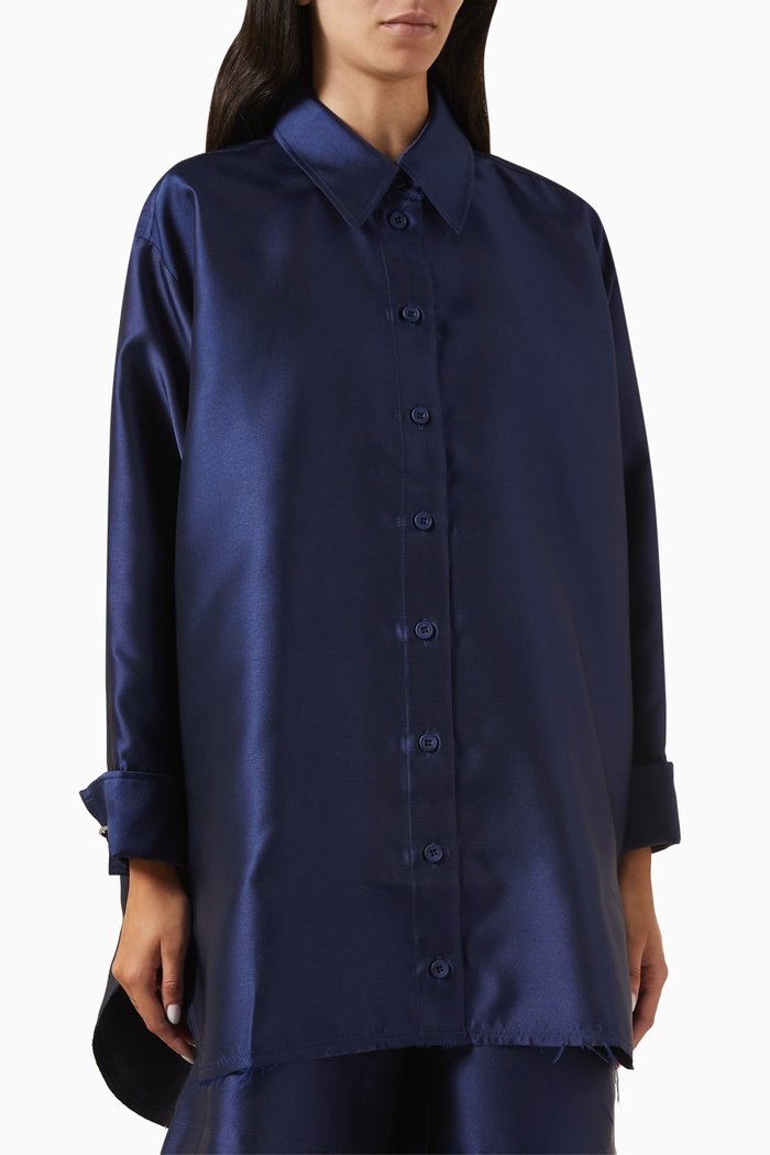 

Button-down Overshirt in Mikado, Blue