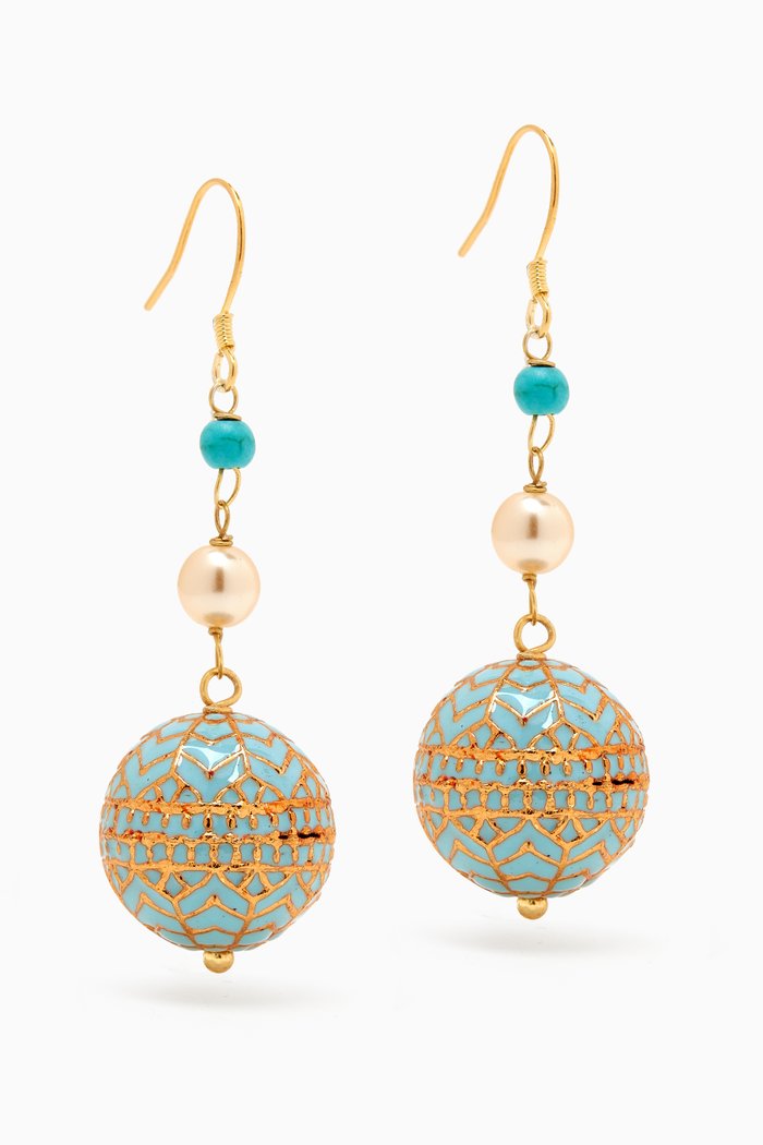 

Nyla Freshwater Pearl & Enamel Drop Earrings in 18k Gold Plated Sterling Silver