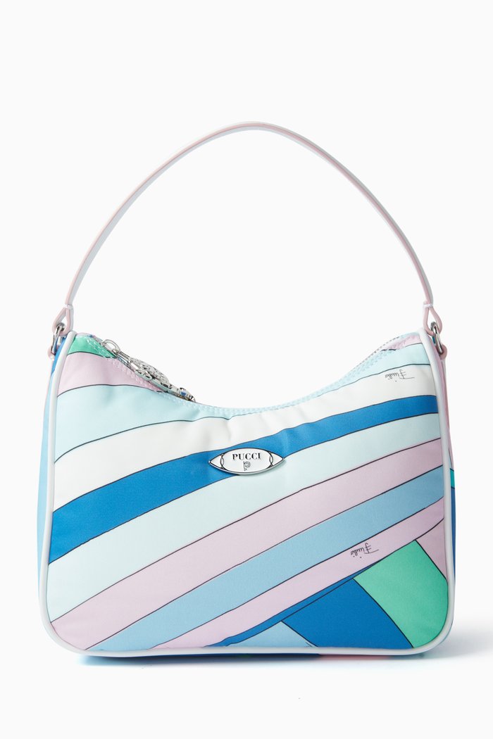 

Yummy Iride-print Shoulder Bag in Nylon, Blue