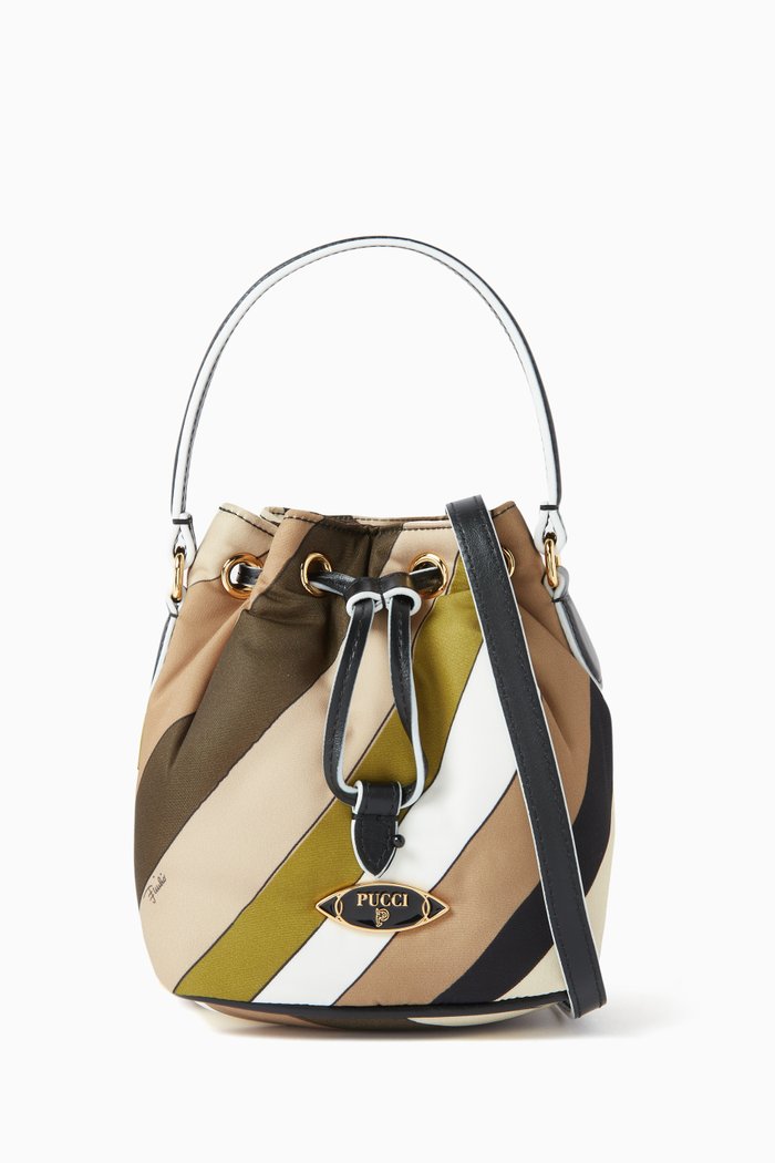 

Yummy Iride-print Bucket Bag in Nylon, Green