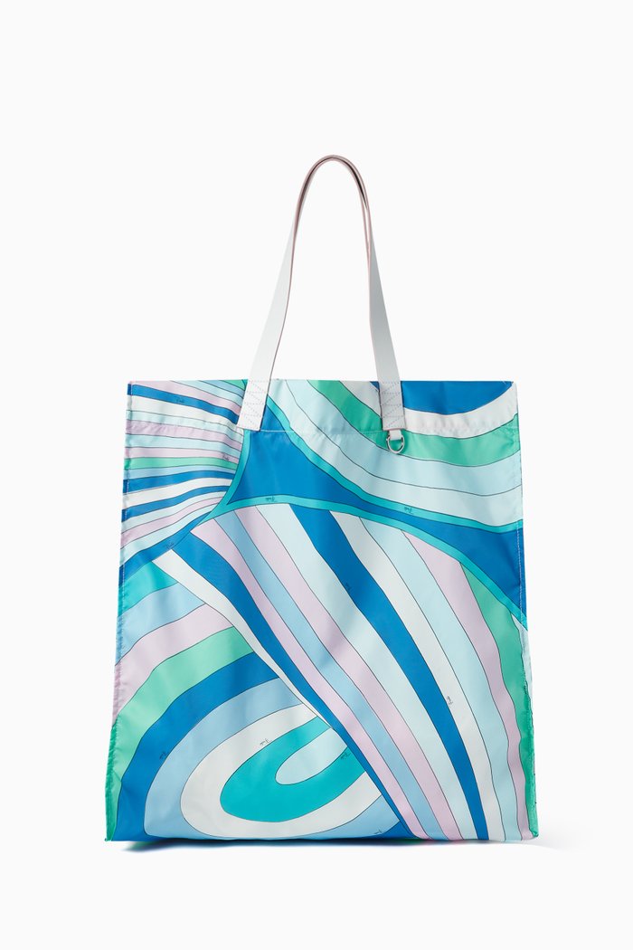 

Yummy Iride-print Tote Bag in Nylon, Blue