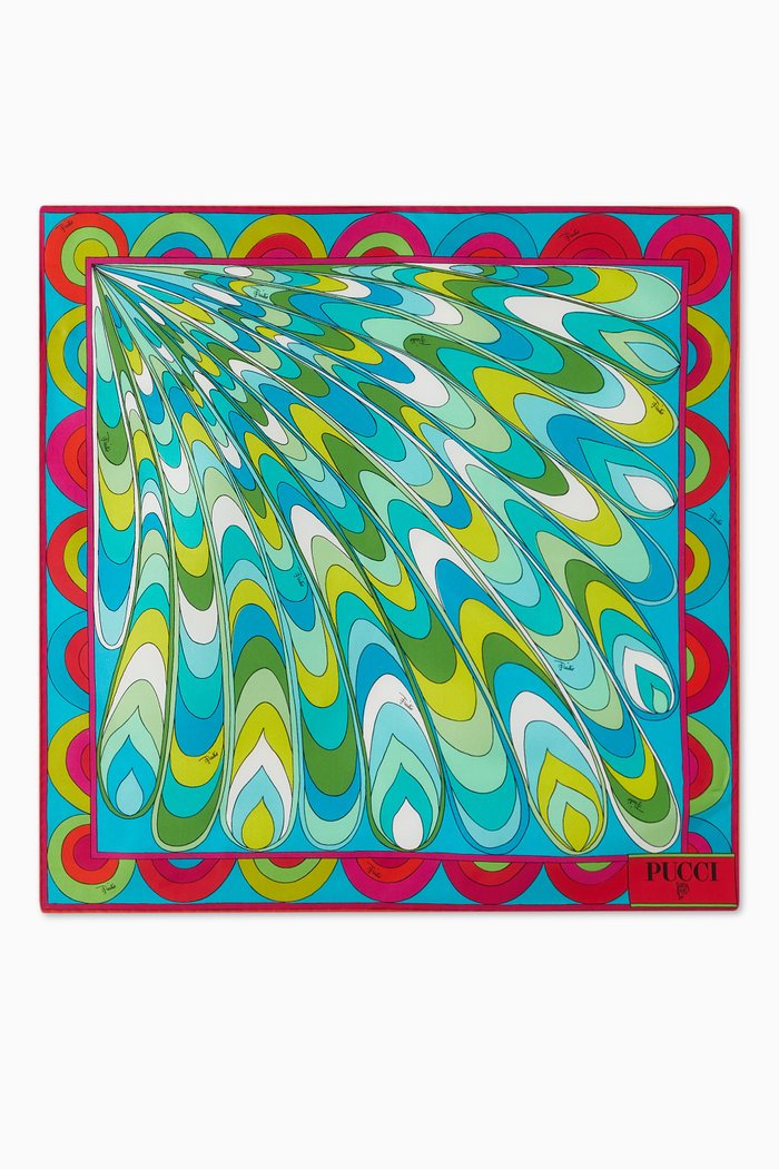 

Onde-print Scarf in Silk-twill, Blue