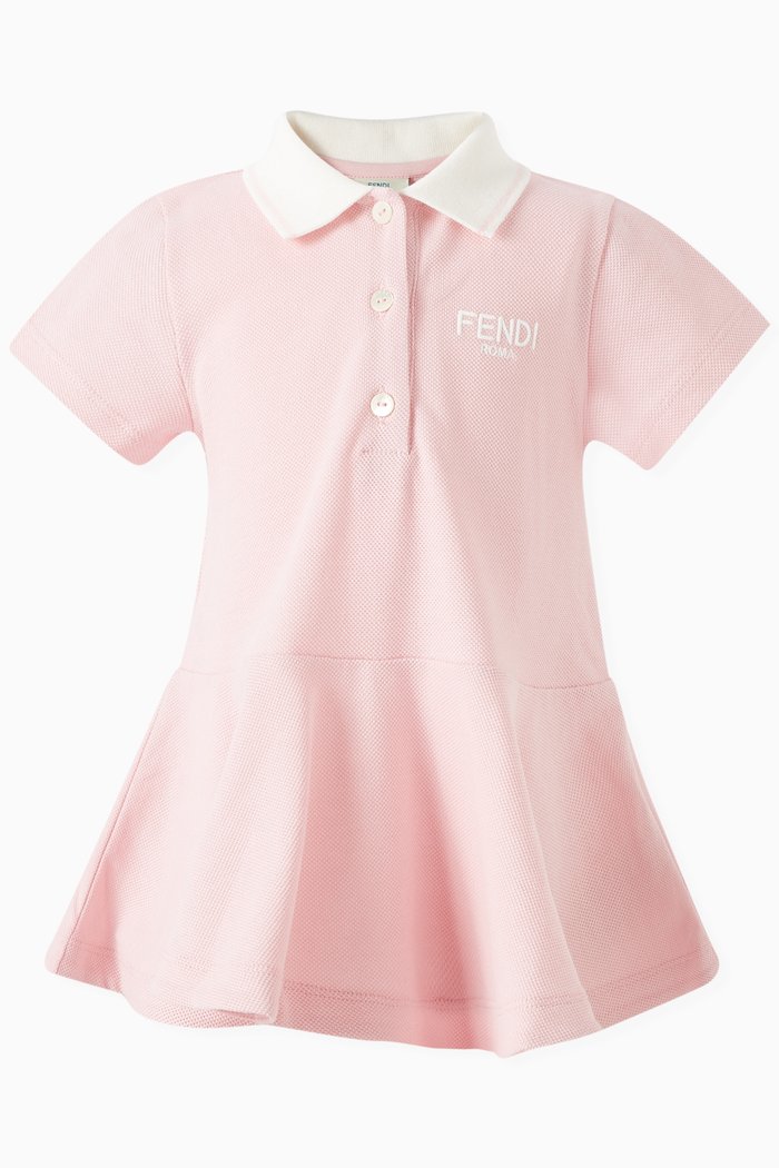 

Logo Polo Dress in Cotton Piqué, Pink