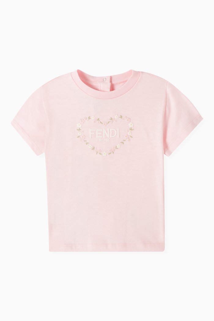 

Logo Embroidered T-shirt in Cotton, Pink