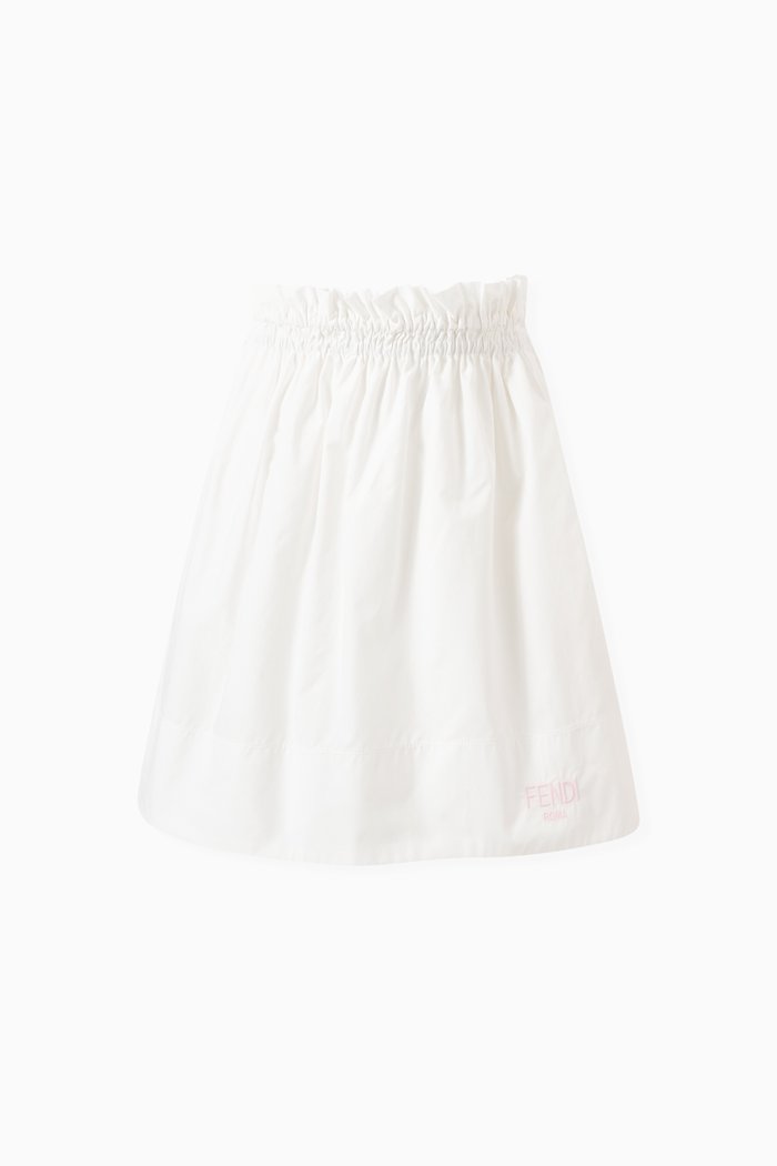 

Logo Skirt in Cotton Poplin, White