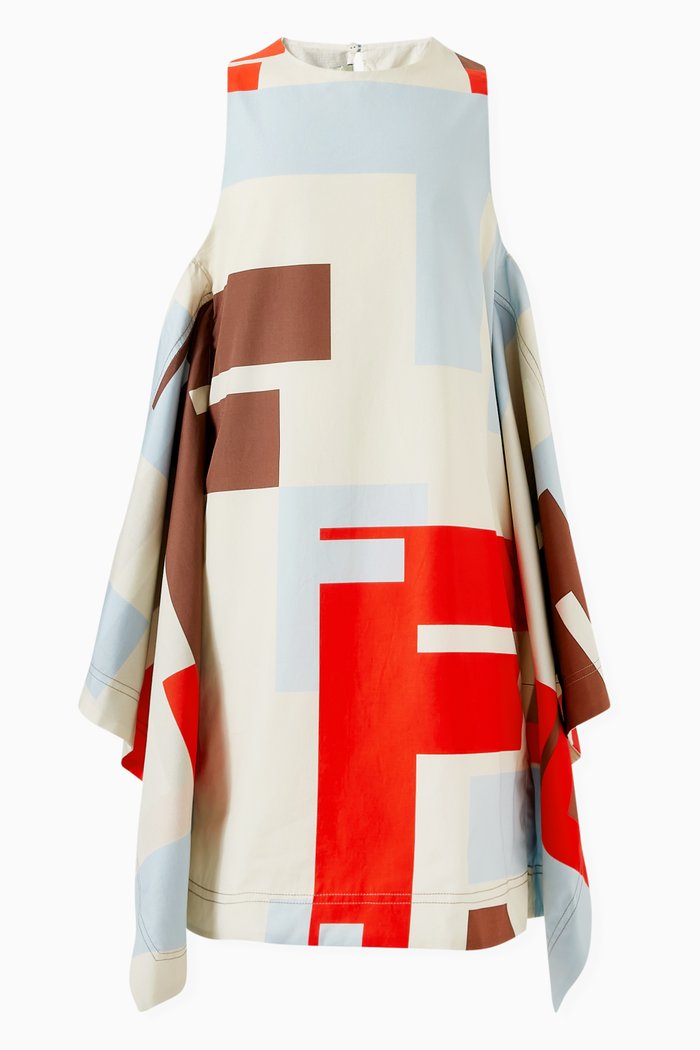 

FF Print Dress in Cotton, Orange